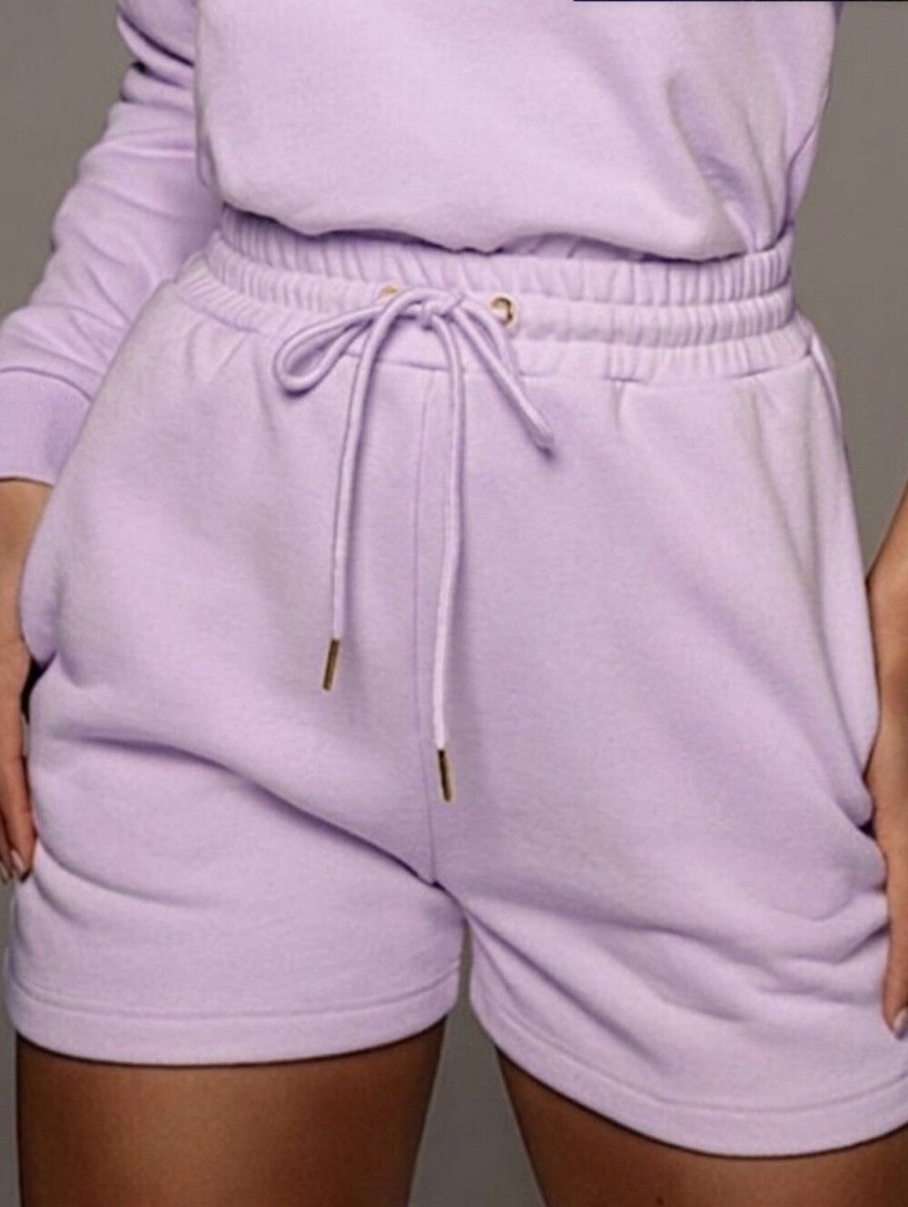 JLUXLABEL | Cotton High Waisted Casual Shorts Size S In Lilac Lavender Purple